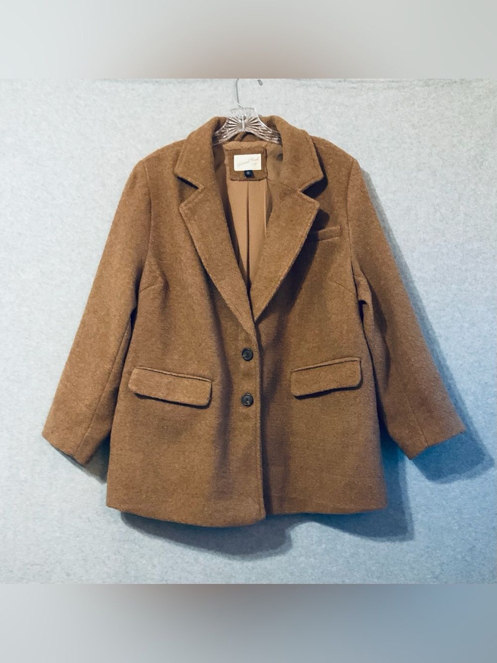 Universal Thread Women's Classic Single-Breasted Wool-Blend Coat - Brown Sz XXL